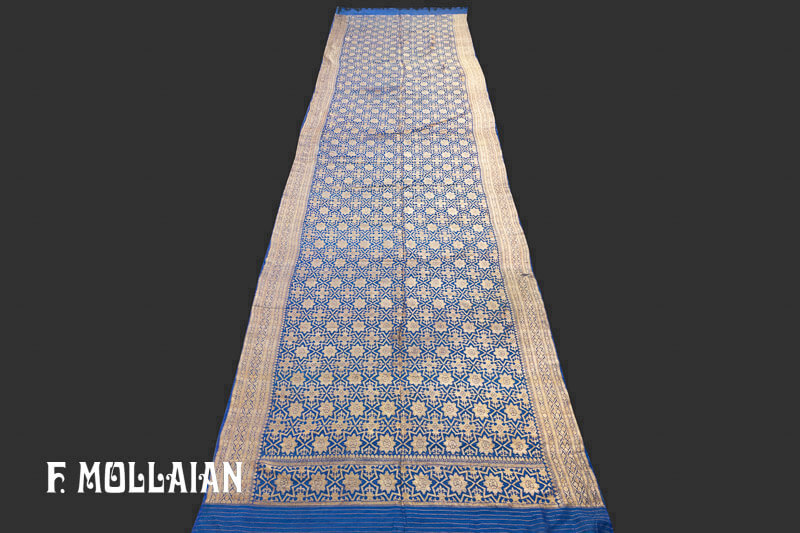 Antique Indian Long Silk Textile with Metal Thread n°:95805336